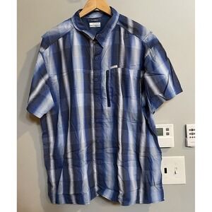 Columbia Shirt Omni Shade UPF‎ Short Sleeve Button Up Chest Zipper Pocket XXL
